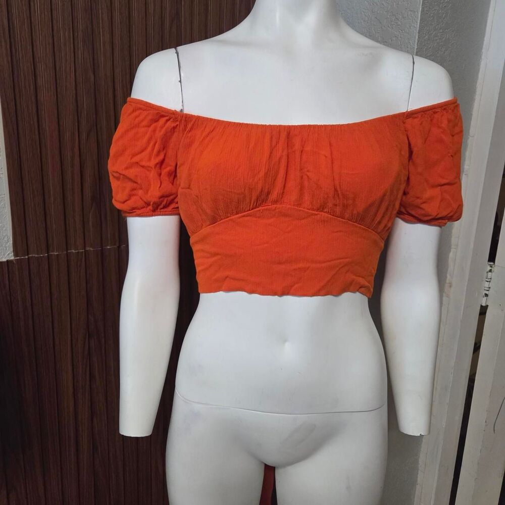 Ambiance-apparel Women's Orange Crop-top